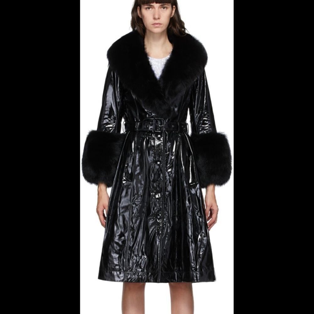 Saks Potts Foxy Coat in Black Gloss SZ 3